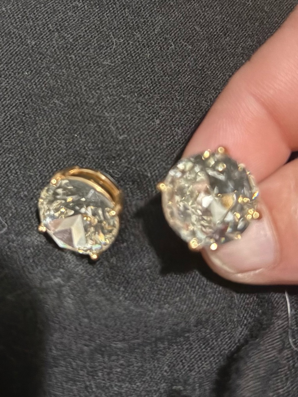 Gold-Plated Clear Crystal Stud Earrings - Women Jewelry